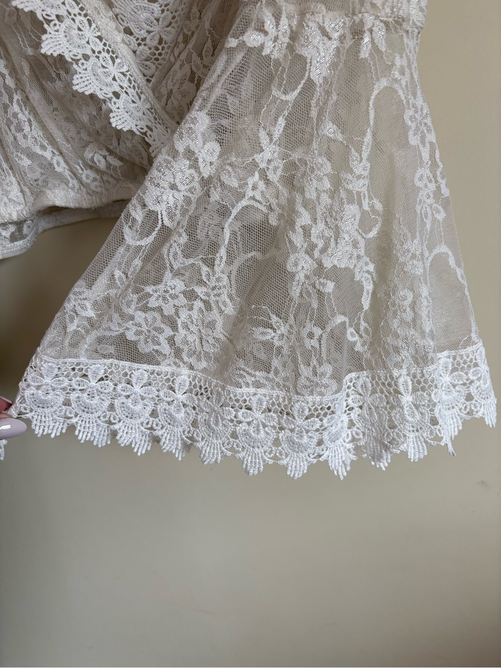 Polly & Esther Ivory Lace Top with Scalloped Trim - Picture 3 of 5